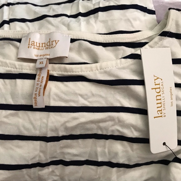 Laundry by Shelli Segal NWT Striped Cloud Dancer Cold Shoulder Top in XL - Picture 6 of 10